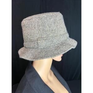 Vintage brown tweed bucket hat 7  1/8